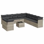 vidaXL Salon de jardin avec coussins 12 Pièces gris clair résine tressée