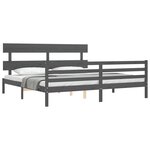 vidaXL Cadre de lit avec tête de lit gris 200x200 cm bois massif