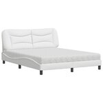 vidaXL Lit avec matelas blanc 160x200 cm similicuir