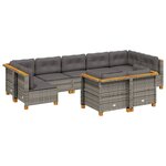 vidaXL Salon de jardin 9 Pièces avec coussins gris résine tressée