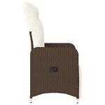 vidaXL Chaise inclinable de jardin avec coussins marron résine tressée