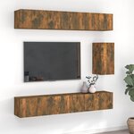 vidaXL Ensemble de meubles TV 7 Pièces Chêne fumé Bois d'ingénierie