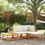 vidaXL Salon de jardin avec coussins 4 Pièces bois d'acacia massif