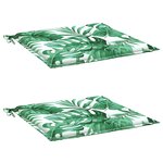 vidaXL Coussins de chaise lot de 2 motif de feuilles 50x50x4 cm tissu