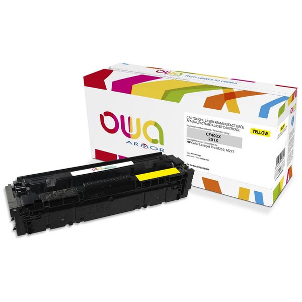 Toner d'encre remanufacturé, compatible pour HP 201X, CF402X - Jaune