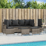 vidaXL Salon de jardin 5 Pièces avec coussins gris résine tressée