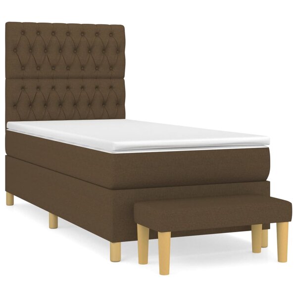 vidaXL Sommier à lattes de lit avec matelas Marron foncé 100x200 cm
