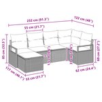 Ensemble de canapé de jardin 6 pièces vidaXL avec coussins noir poly rotin