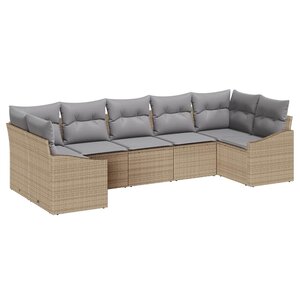 vidaXL Ensemble de Canapés avec coussin 7 Pièces Beige polyrotin