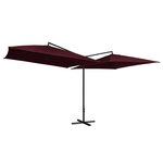 vidaXL Parasol double avec mât en acier 250 x 250 cm Rouge bordeaux