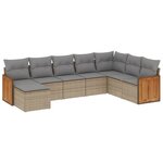 vidaXL Salon de jardin avec coussins 8 Pièces beige résine tressée
