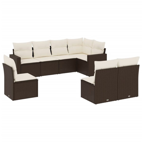 vidaXL Salon de jardin 8 Pièces avec coussins marron résine tressée