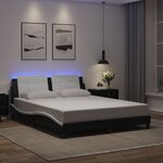 vidaXL Cadre de lit avec LED sans matelas noir et blanc 160x200 cm