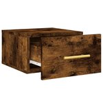 vidaXL Table de chevet murale chêne fumé 35x35x20 cm