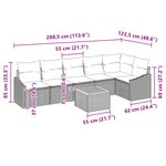 vidaXL Set de canapé de jardin 7 pièces avec coussins gris poly rotin acacia