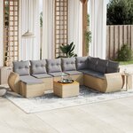 vidaXL Salon de jardin avec coussins 9 Pièces beige résine tressée