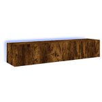 vidaXL Meubles TV muraux et lumières LED 2Pièces chêne fumé 80x35x31 cm