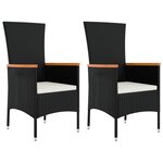 vidaXL Chaises de jardin lot de 2 avec coussins Résine tressée Noir