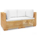vidaXL Canapés d'angle de jardin et coussins 2 Pièces Bois teck massif
