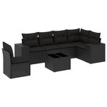 vidaXL Salon de jardin 7 Pièces avec coussins noir résine tressée