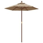 vidaXL Parasol de jardin avec mât en bois taupe 196x231 cm