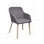 vidaXL Chaises à manger lot de 6 gris clair tissu et chêne massif