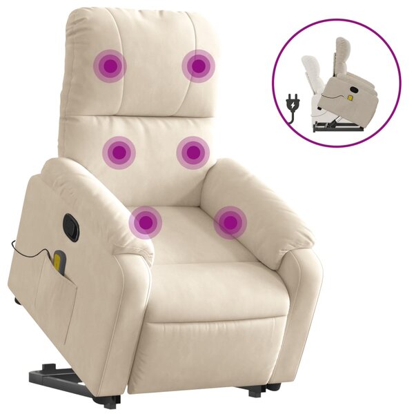 vidaXL Fauteuil inclinable de massage beige tissu microfibre