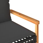 vidaXL Banc de jardin avec coussin noir résine tressée et acacia