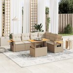 vidaXL Salon de jardin avec coussins 7 Pièces beige résine tressée