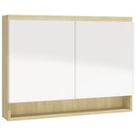 vidaXL Armoire à miroir de salle de bain 80x15x60cm MDF Blanc et chêne