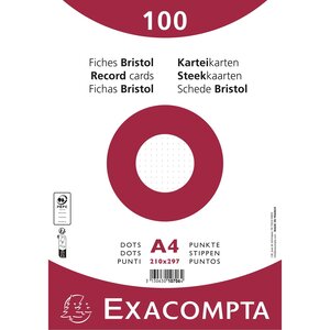 Paquet 100 Fiches Sous Film - Bristol Dots Non Perforé - 210x297mm - Blanc - X 10 - Exacompta