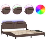vidaXL Cadre de lit avec lumières LED marron 200x200 cm similicuir