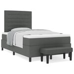 vidaXL Lit Box Spring avec matelas & banc gris foncé 120x190 cm tissu