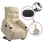 vidaXL Fauteuil inclinable Crème Tissu