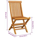 vidaXL Chaises de jardin et coussins noir lot de 8 Bois de teck massif
