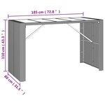 vidaXL Table de bar et dessus en verre gris 185x80x110 cm poly rotin
