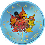 Pièce de monnaie en Argent 5 Dollars g 31.1 (1 oz) Millésime 2022 Murano Glass Maple Leaf HEDGEHOG