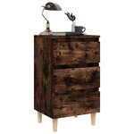 vidaXL Table de chevet avec pieds en bois solide Chêne fumé 40x35x69cm