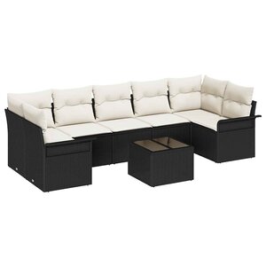vidaXL Ensemble de canapé de jardin 8 Pièces Noir et Crème polyrotin