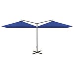 vidaXL Parasol de jardin double avec mât en acier bleu azuré 600x300cm