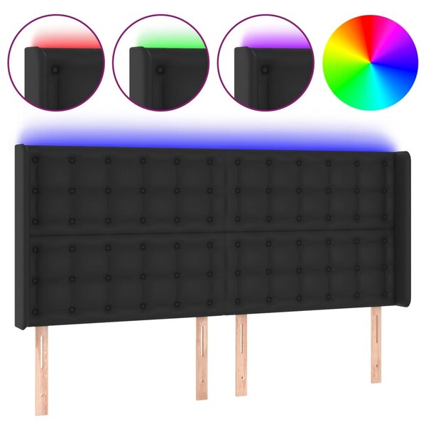 vidaXL Tête de lit à LED Noir 183x16x118/128 cm Similicuir