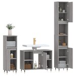 vidaXL Ensemble de meubles de salle de bain 3 Pièces Sonoma gris
