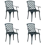 Chaises de jardin vidaXL empilables 4 Pièces vert en aluminium moulé