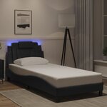 vidaXL Cadre de lit avec lumière LED noir 90x190 cm similicuir