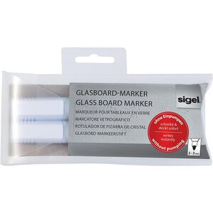 Lot de 2 marqueur à craie liquide effaçable pte ogive 2 - 3 mm blanc sigel