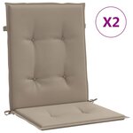 vidaXL Coussins de chaise de jardin à dossier bas lot de 2 taupe