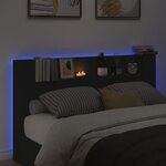 vidaXL Armoire tête de lit avec LED noir 180x16 5x103 5 cm