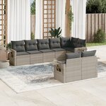 vidaXL Salon de jardin 8 Pièces avec coussins gris clair résine tressée