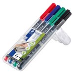 Stylo feutre permanent staedtler lumocolor 'dry safe' couleurs assorties 1 mm - pochette de 4