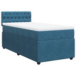 vidaXL Sommier à lattes de lit avec matelas bleu 90x200 cm velours